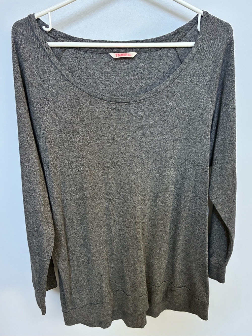 TNA Lightweight Scoop Neck Long Sleeve Top - Heather Gray
